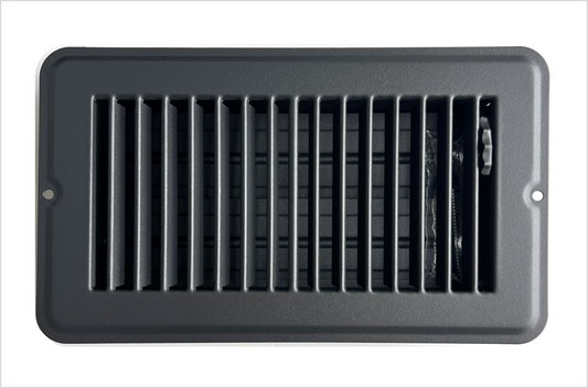 Heavy Duty Steel Floor Vent with Beautiful Black Matte Finish. Fits in 4 x 8 Duct Opening. Overall Dimension is 5.75 in Wide x 9.75 in Long