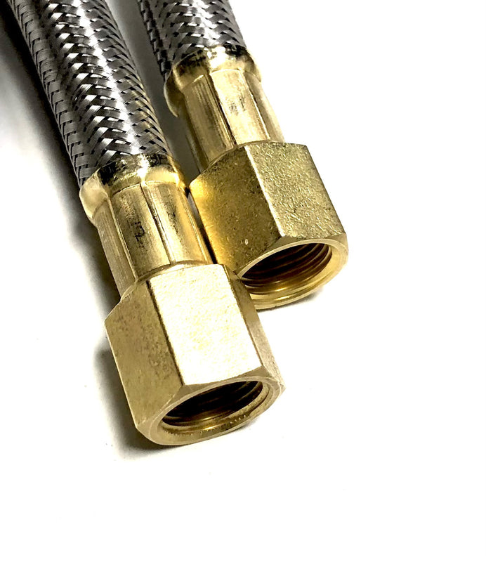 12FT Stainless Steel Braided Propane Hose Extension Assembly with 3/8" Female Flare fittings on both ends for Gas Grill, RV Fire Pit