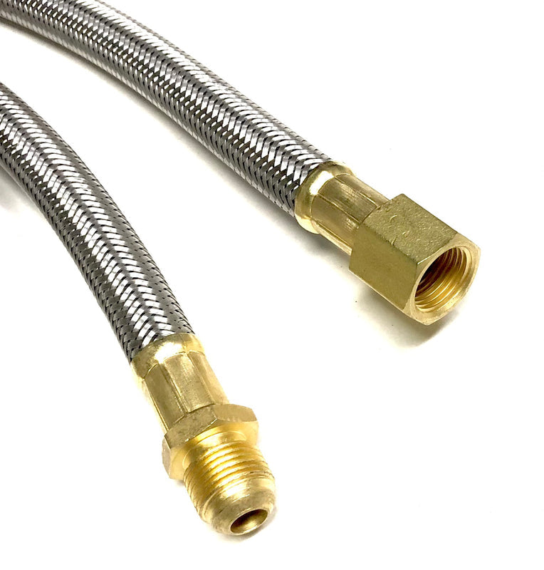 Shark Industrial 25 FT Stainless Steel Braided Ice Maker Hose with 1/4" Comp by 1/4" Comp Connection