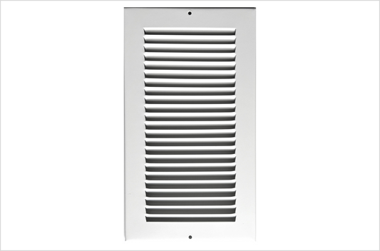 Fits 6x12 Duct Opening Stamped Steel Return Air Grille Vent Cover Grille for Sidewall and Ceiling in White Surface Dimensions: 7.75" W X 13.75" H (6" W x 12" H Duct Opening)