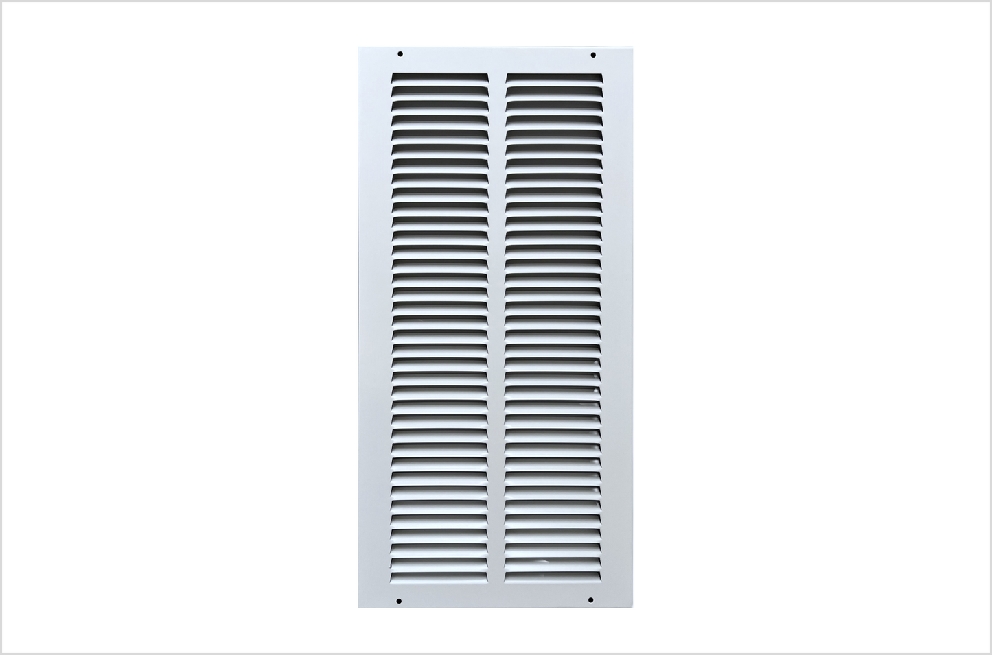 Fits 8x18 Duct Opening Stamped Steel Return Air Grille Vent Cover Grille for Sidewall and Ceiling in White Surface Dimensions: 9.75"W X 19.75"H (8" W x 18" H Duct Opening)