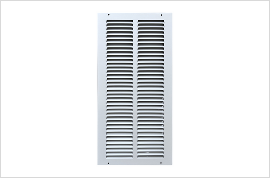 Fits 8x18 Duct Opening Stamped Steel Return Air Grille Vent Cover Grille for Sidewall and Ceiling in White Surface Dimensions: 9.75"W X 19.75"H (8" W x 18" H Duct Opening)