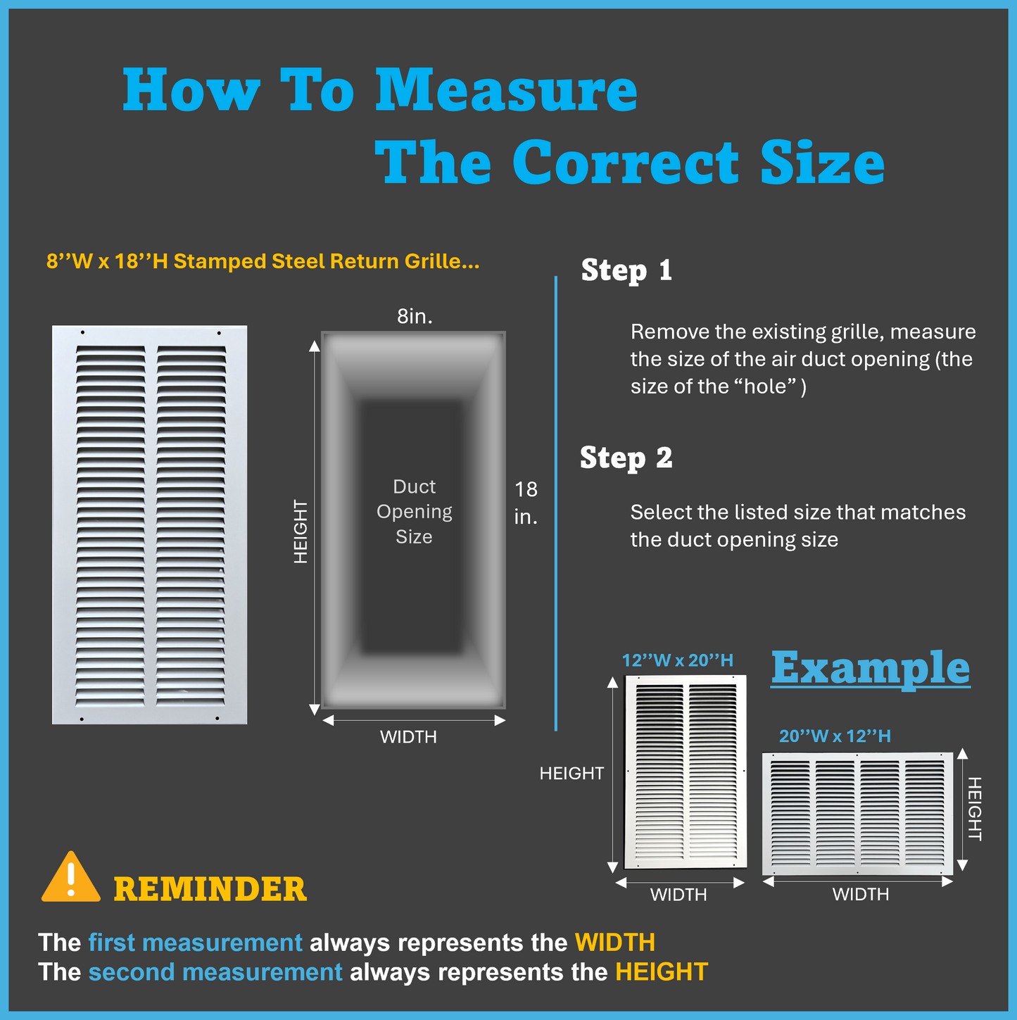 Fits 8x18 Duct Opening Stamped Steel Return Air Grille Vent Cover Grille for Sidewall and Ceiling in White Surface Dimensions: 9.75"W X 19.75"H (8" W x 18" H Duct Opening)