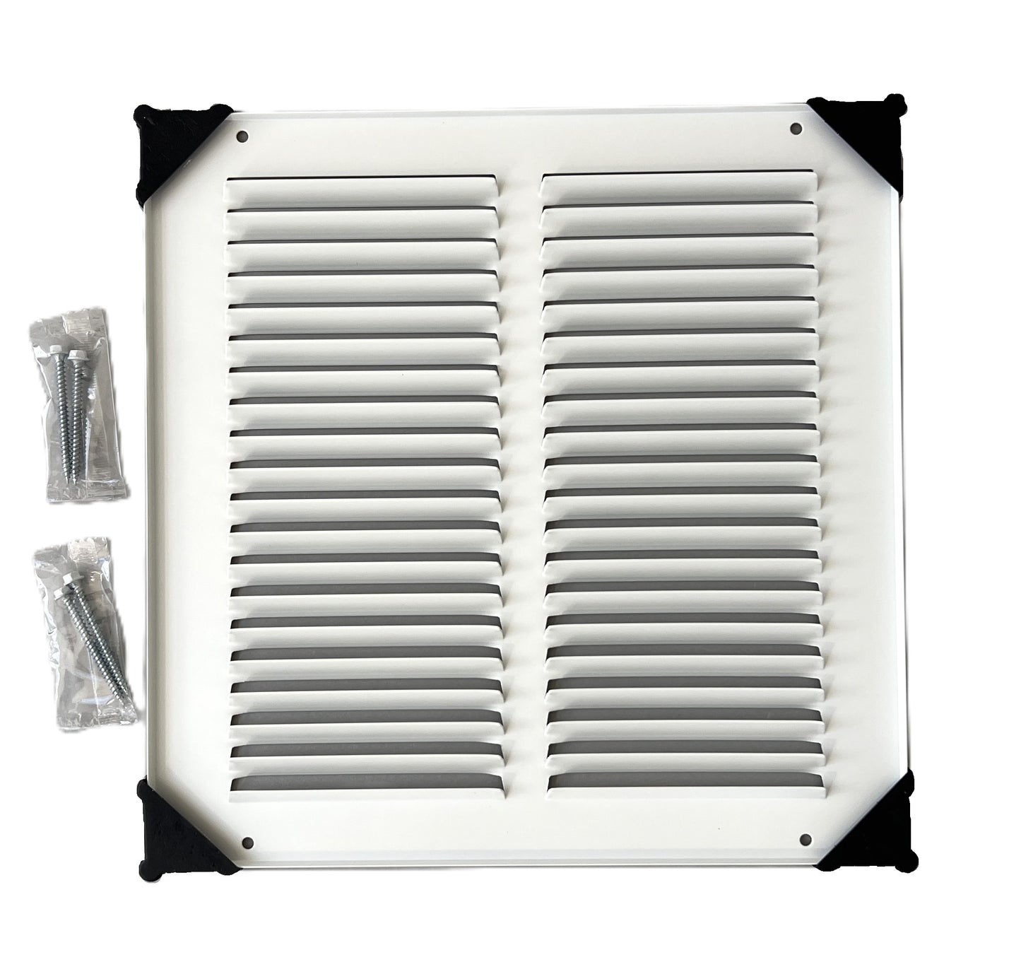 Fits 10x10 Duct Opening Stamped Steel Return Air Grille Vent Cover Grille for Sidewall and Ceiling in White Surface Dimensions: 11.75"W X 11.75"H (10" W x 10" H Duct Opening)
