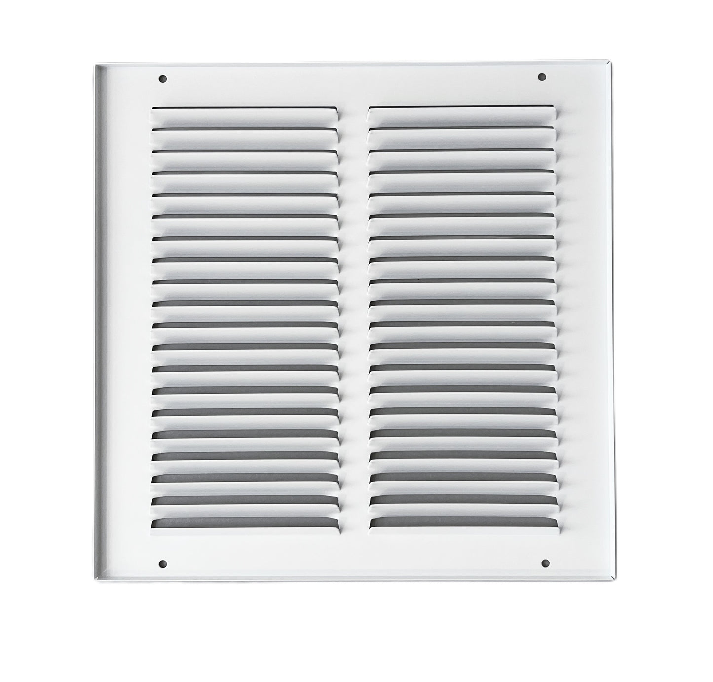 Fits 10x10 Duct Opening Stamped Steel Return Air Grille Vent Cover Grille for Sidewall and Ceiling in White Surface Dimensions: 11.75"W X 11.75"H (10" W x 10" H Duct Opening)