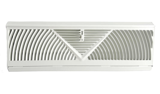 Floor Corner Base Board Register with Adjustable Air Flow Control Lever Come with Selected Color and Finish (White - 15inch)