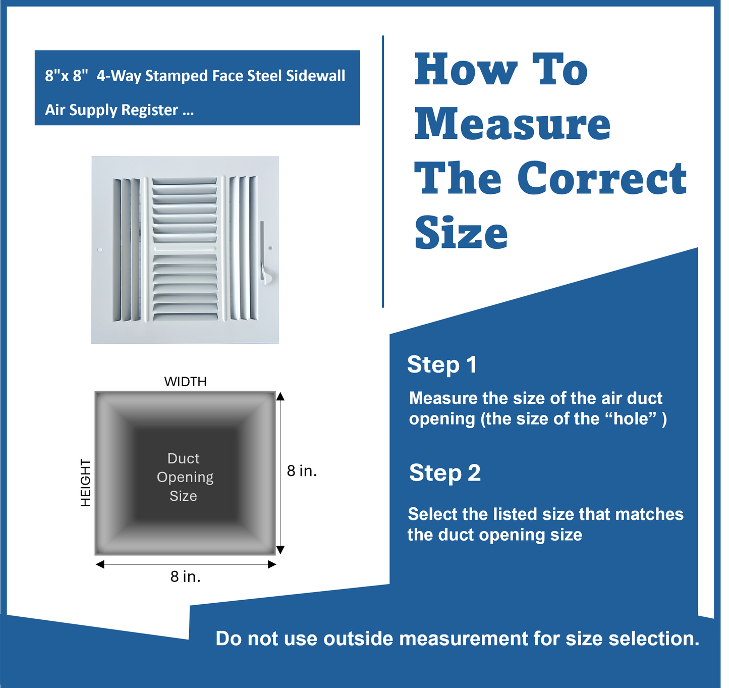 8"x 8" (Duct Opening Size) 4-Way Stamped Face Steel Ceiling/sidewall Air Supply Register - Vent Cover - Actual Outside Dimension 9.75" X 9.75"