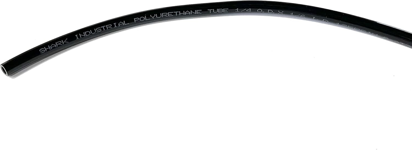 10FT PREMIUM PNEUMATIC PU TUBING for AIR or LIQUID TRANSFER HIGH STRENGTH LIGHT WEIGHT ULTRA SMOOTH AND BIRGHT COLOR RESISTANCE TO ABRASION AND CHEMICAL (OD = 1/4", Black)