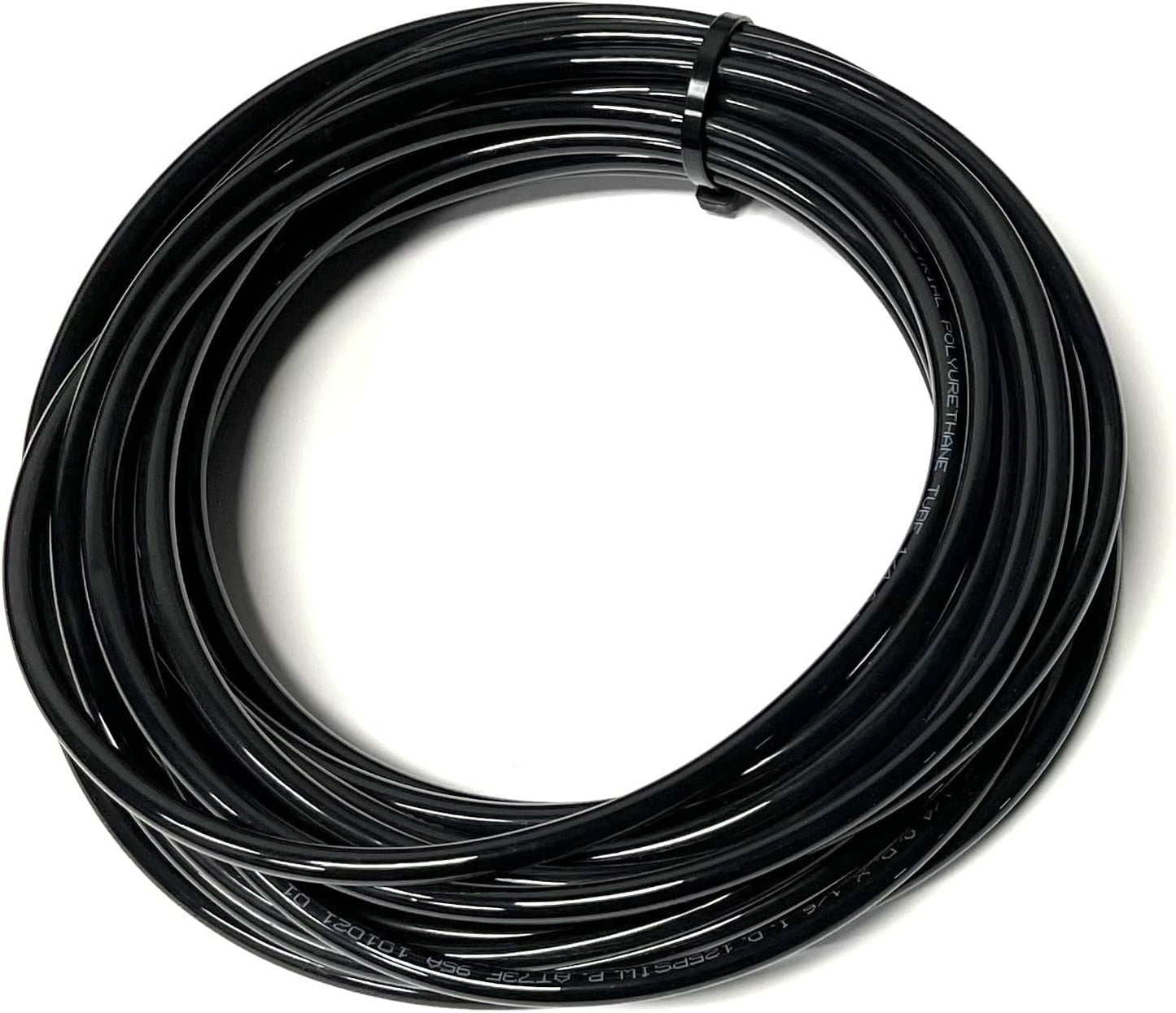 10FT PREMIUM PNEUMATIC PU TUBING for AIR or LIQUID TRANSFER HIGH STRENGTH LIGHT WEIGHT ULTRA SMOOTH AND BIRGHT COLOR RESISTANCE TO ABRASION AND CHEMICAL (OD = 1/4", Black)