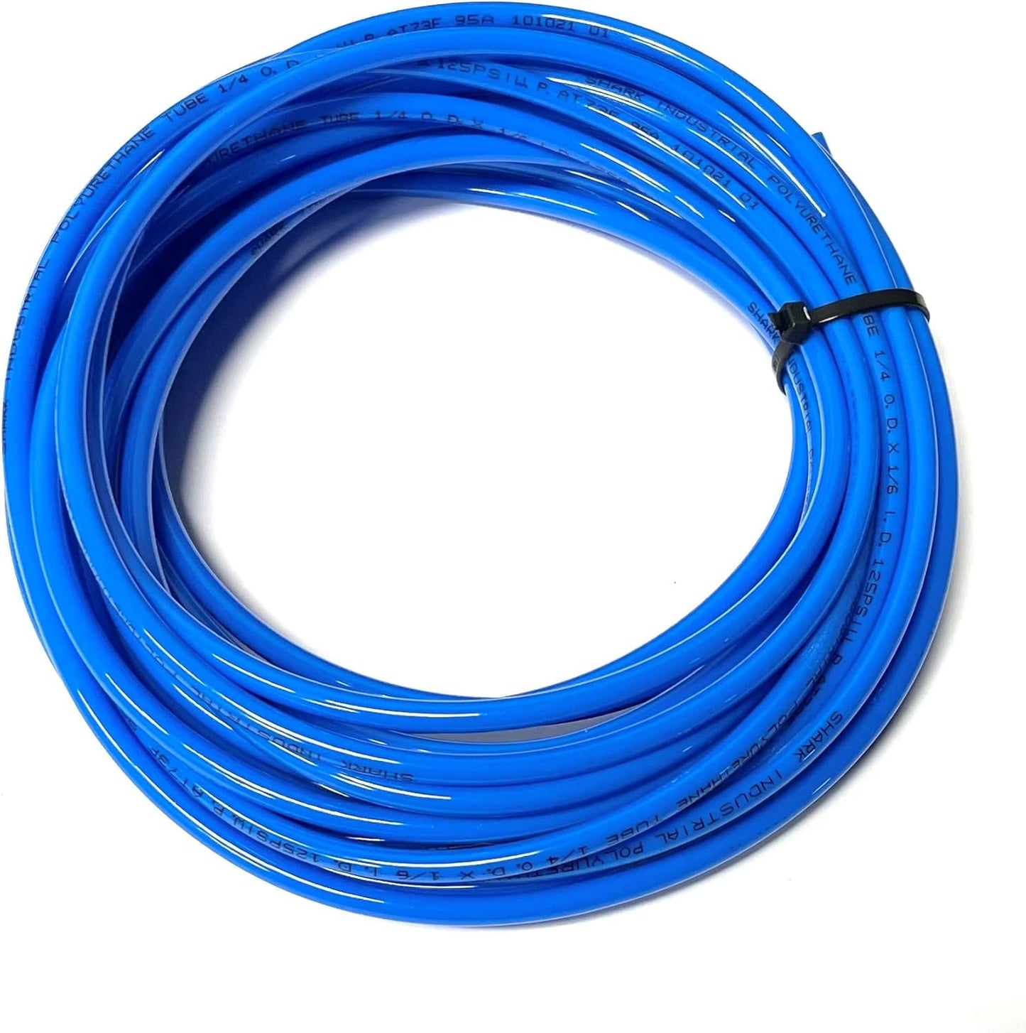 10FT PREMIUM PNEUMATIC PU TUBING for AIR or LIQUID TRANSFER HIGH STRENGTH LIGHT WEIGHT ULTRA SMOOTH AND BIRGHT COLOR RESISTANCE TO ABRASION AND CHEMICAL (OD = 1/4", Blue)