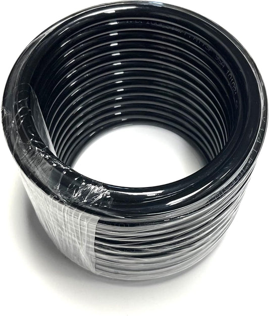 10FT PREMIUM PNEUMATIC PU TUBING for AIR or LIQUID TRANSFER HIGH STRENGTH LIGHT WEIGHT ULTRA SMOOTH AND BIRGHT COLOR RESISTANCE TO ABRASION AND CHEMICAL (3/8", Black)