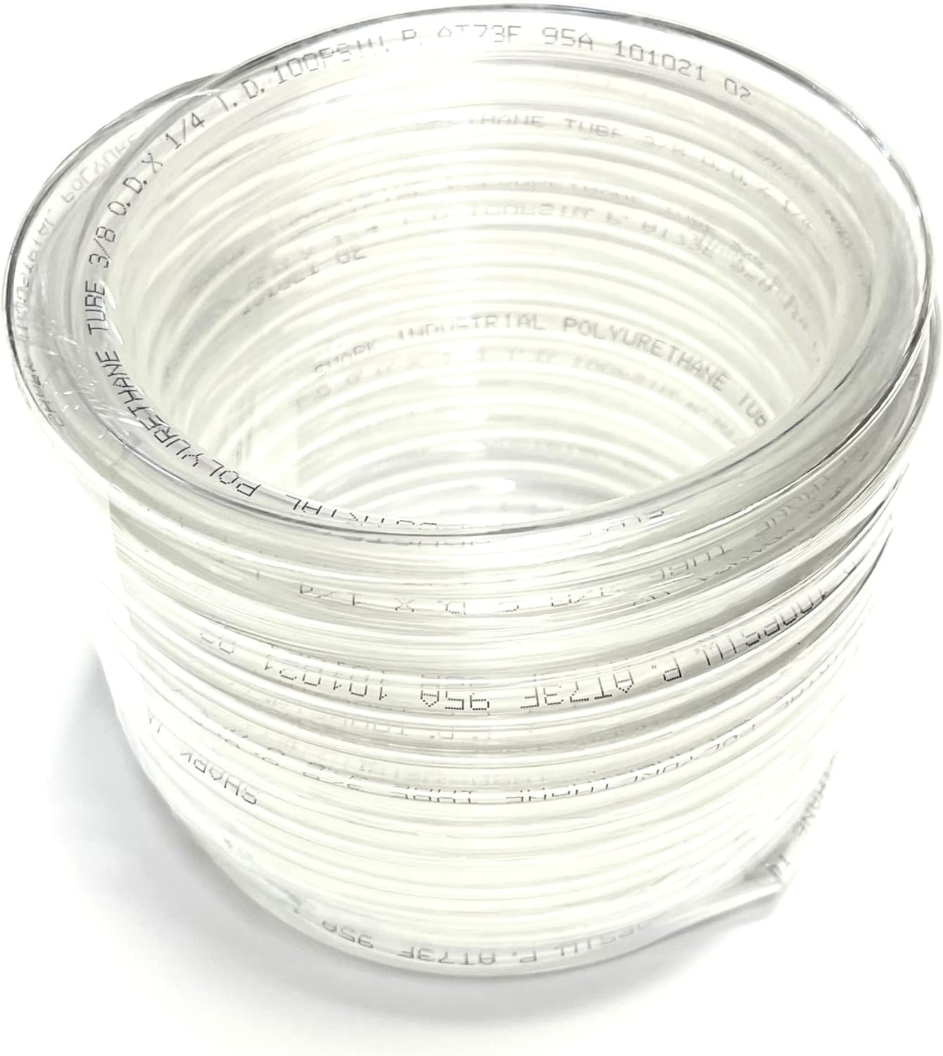 10FT PREMIUM PNEUMATIC PU TUBING for AIR or LIQUID TRANSFER HIGH STRENGTH LIGHT WEIGHT ULTRA SMOOTH AND BIRGHT COLOR RESISTANCE TO ABRASION AND CHEMICAL (3/8", Clear)
