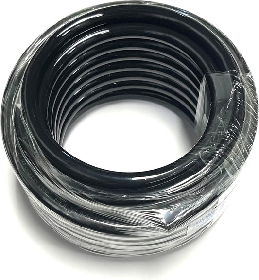 10FT PREMIUM PNEUMATIC PU TUBING for AIR or LIQUID TRANSFER HIGH STRENGTH LIGHT WEIGHT ULTRA SMOOTH AND BIRGHT COLOR RESISTANCE TO ABRASION AND CHEMICAL (1/2", Black)