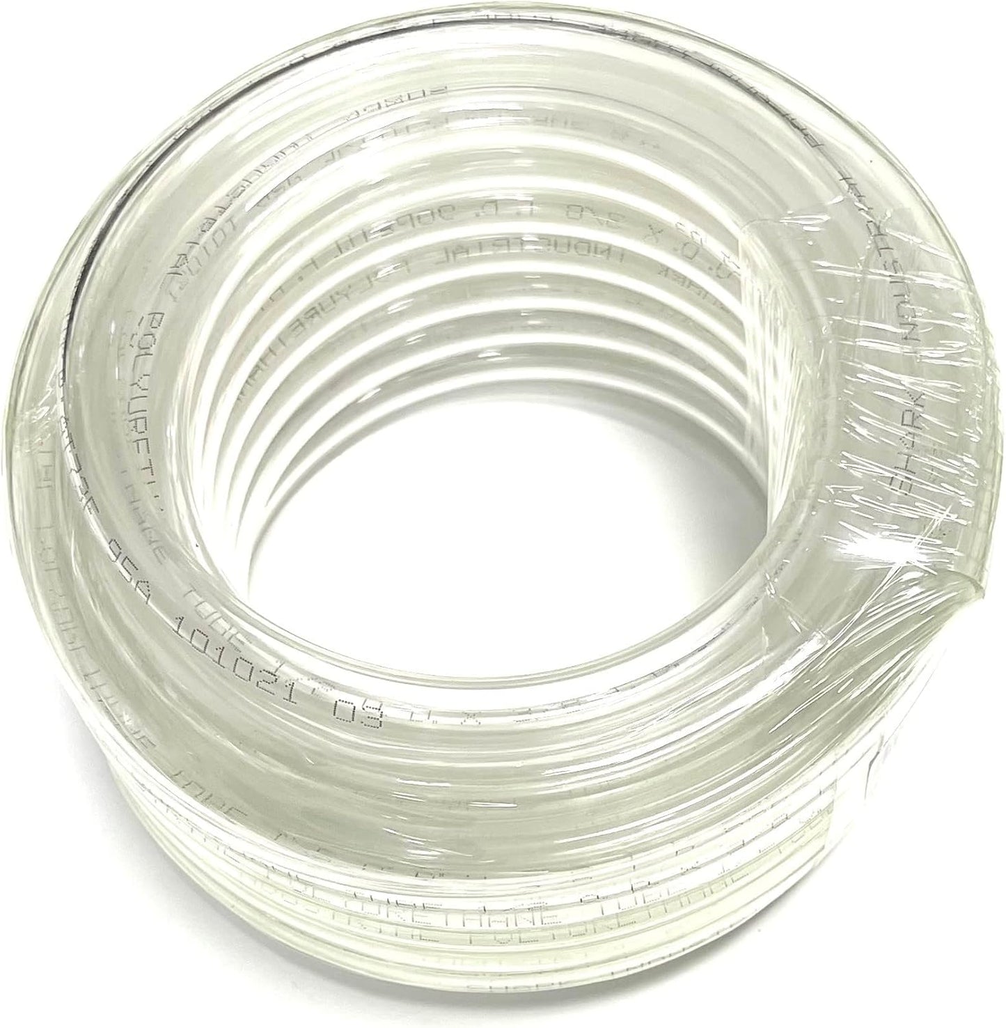 10FT PREMIUM PNEUMATIC PU TUBING for AIR or LIQUID TRANSFER HIGH STRENGTH LIGHT WEIGHT ULTRA SMOOTH AND BIRGHT COLOR RESISTANCE TO ABRASION AND CHEMICAL (1/2", Clear)