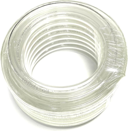 10FT PREMIUM PNEUMATIC PU TUBING for AIR or LIQUID TRANSFER HIGH STRENGTH LIGHT WEIGHT ULTRA SMOOTH AND BIRGHT COLOR RESISTANCE TO ABRASION AND CHEMICAL (1/2", Clear)