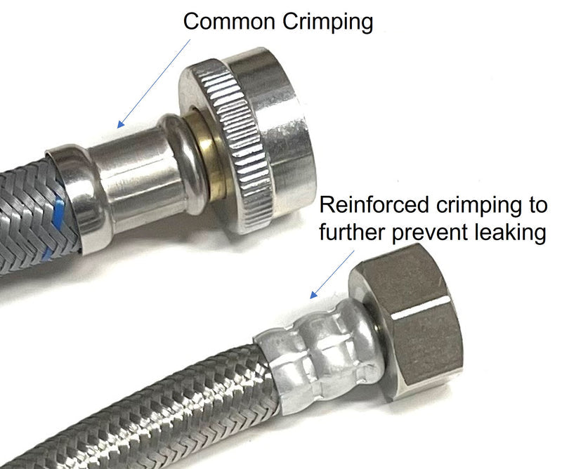 16 Inch Faucet Water Supply Connector Line Braided Stainless Steel, Faucet Supply Line - 1/2" Female Iron Pipe (FIP) Thread for both ends