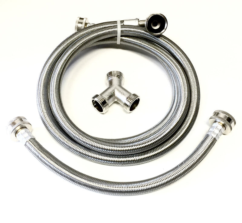 Shark Industrial Steam Dryer Installation Kit - 6FT Stainless Steel Braided Hose with 3/4" FHT 90 Degree Elbow and 1FT Inlet Hose 3/4" FHT with Y-adapter