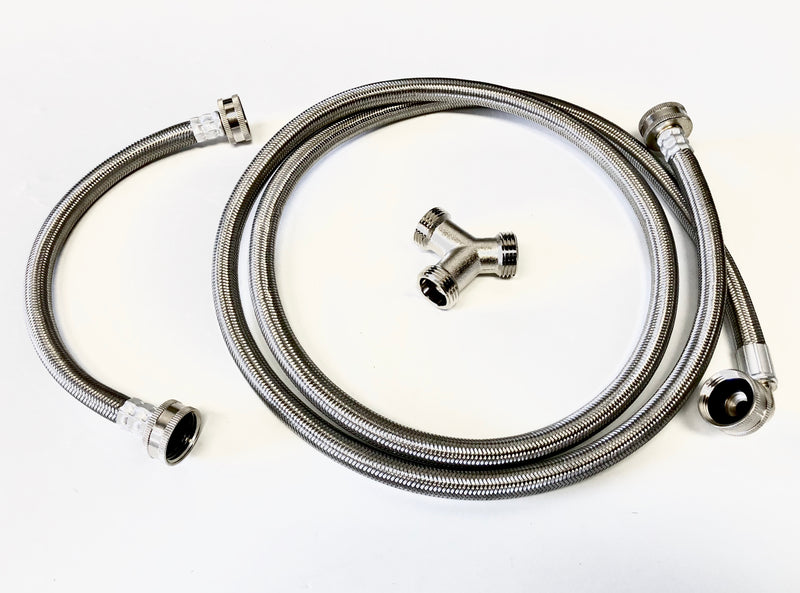 Shark Industrial Steam Dryer Installation Kit - 6FT Stainless Steel Braided Hose with 3/4" FHT 90 Degree Elbow and 1FT Inlet Hose 3/4" FHT with Y-adapter
