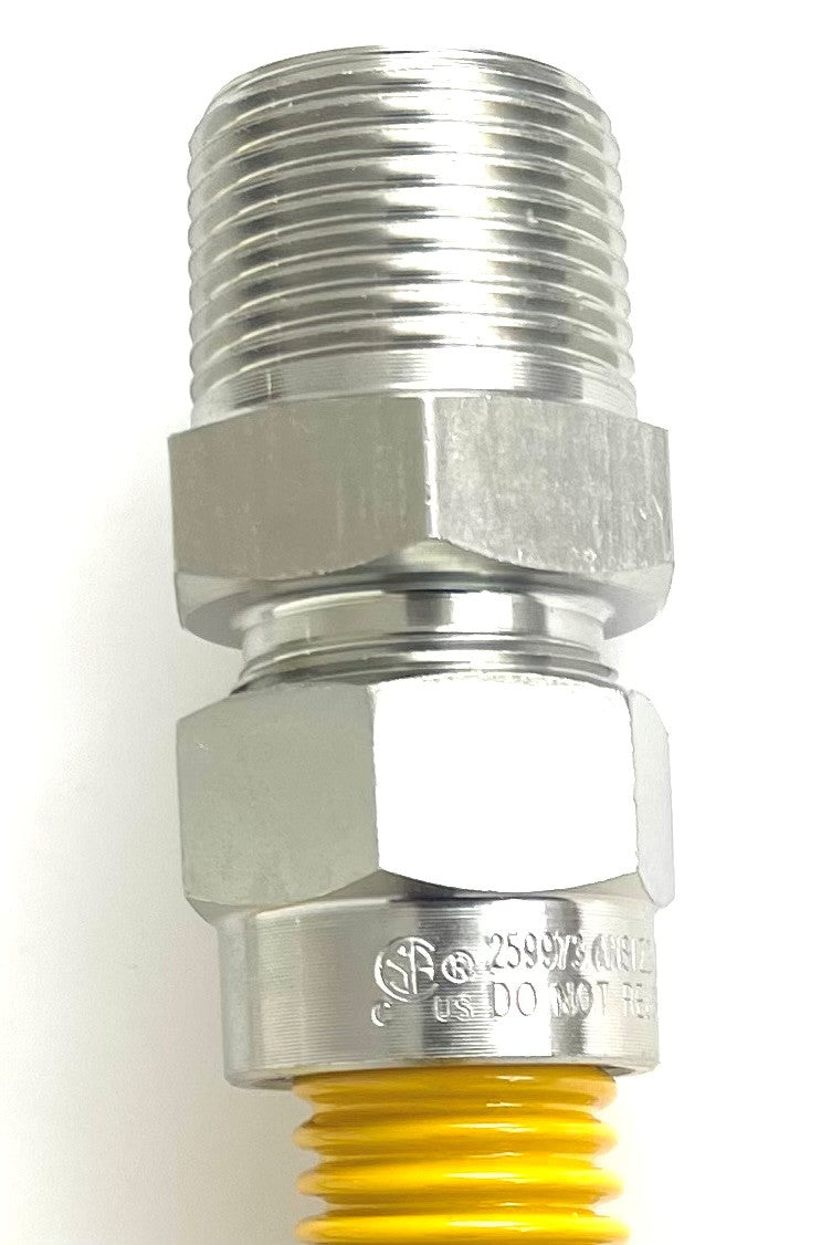 1/2” OD Stainless Steel Corrugated Gas Connector – Yellow Epoxy Coated Flexible Gas Supply Line with 1/2" MIP x 1/2" FIP Fittings for Appliances, Water Heaters, Boilers, Fryers & Stoves (6 lengths)