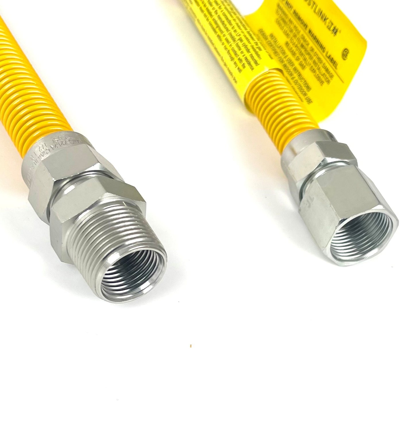 1/2” OD Stainless Steel Corrugated Gas Connector – Yellow Epoxy Coated Flexible Gas Supply Line with 1/2" MIP x 1/2" FIP Fittings for Appliances, Water Heaters, Boilers, Fryers & Stoves (6 lengths)