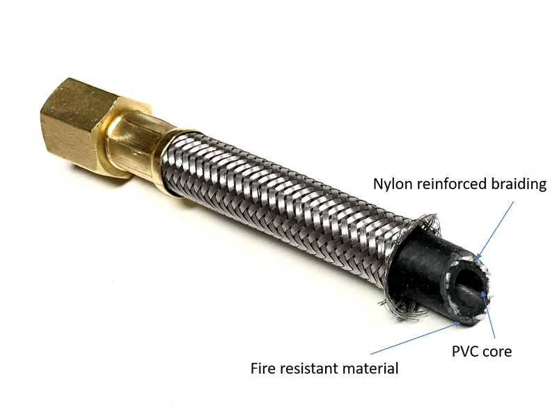 12FT Stainless Steel Braided Propane Hose Extension Assembly with 3/8" Female x 3/8" Male Flare for Gas Grill, RV Fire Pit