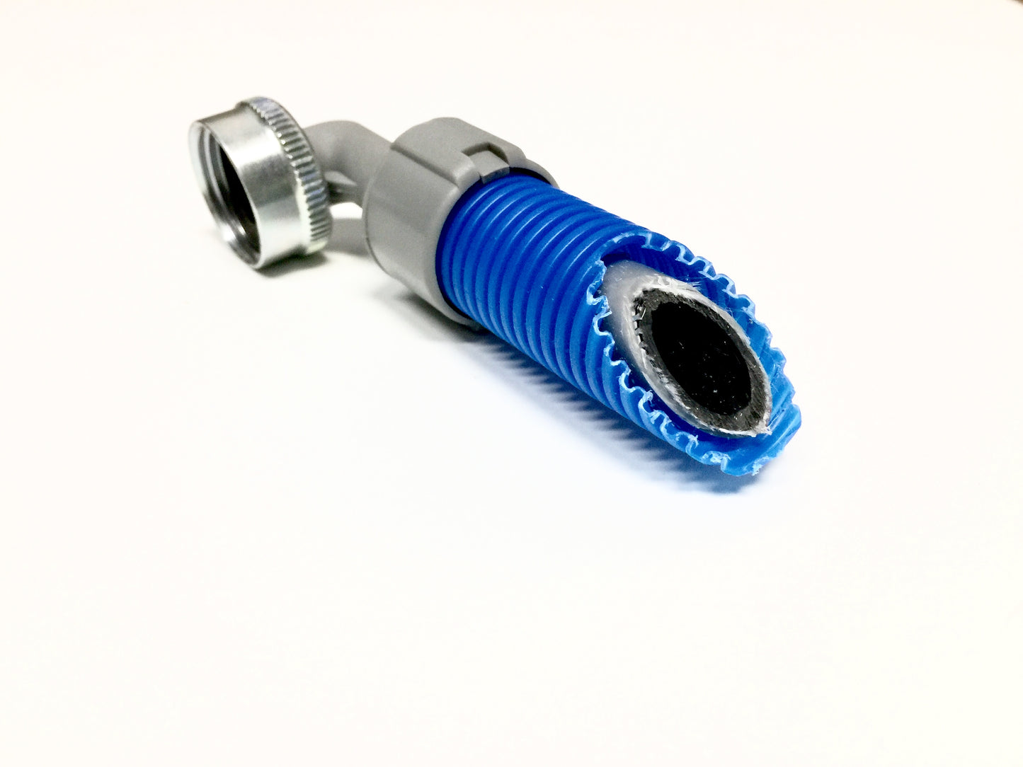 2-pack Flood Safe Washing Machine Hoses - 5 FT Heavy Duty PVC Hose Sealed With Rigid Corrugated Outer Wall in Red-Blue and Built-in Auto Shut-off Valve and Univeral 90 degree elbow Connection