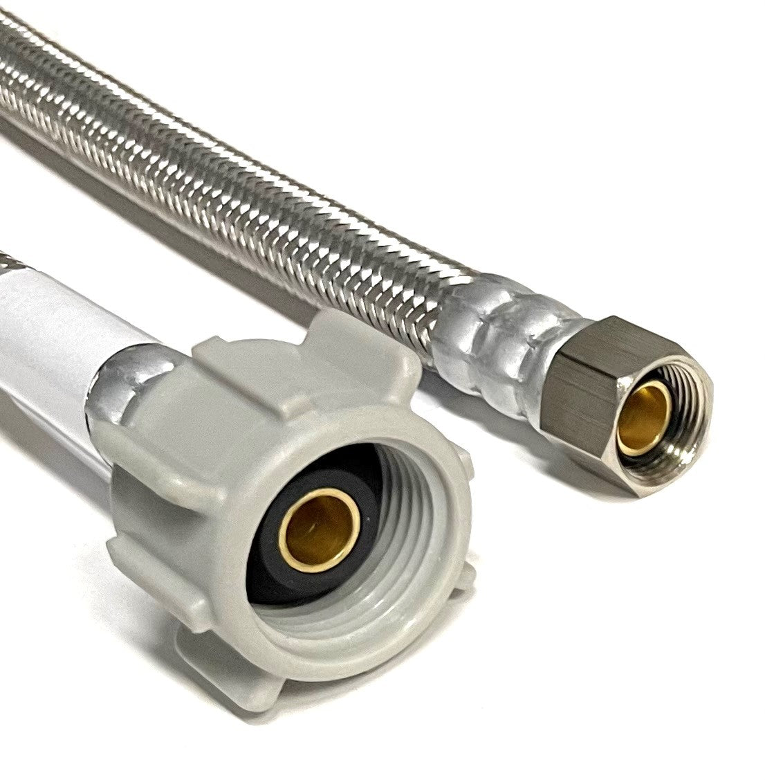 20 Inch Toilet Water Supply Connector Line Braided Stainless Steel, Toilet Supply Line - 3/8 Female Compression Thread x 7/8 Female Ballcock Thread
