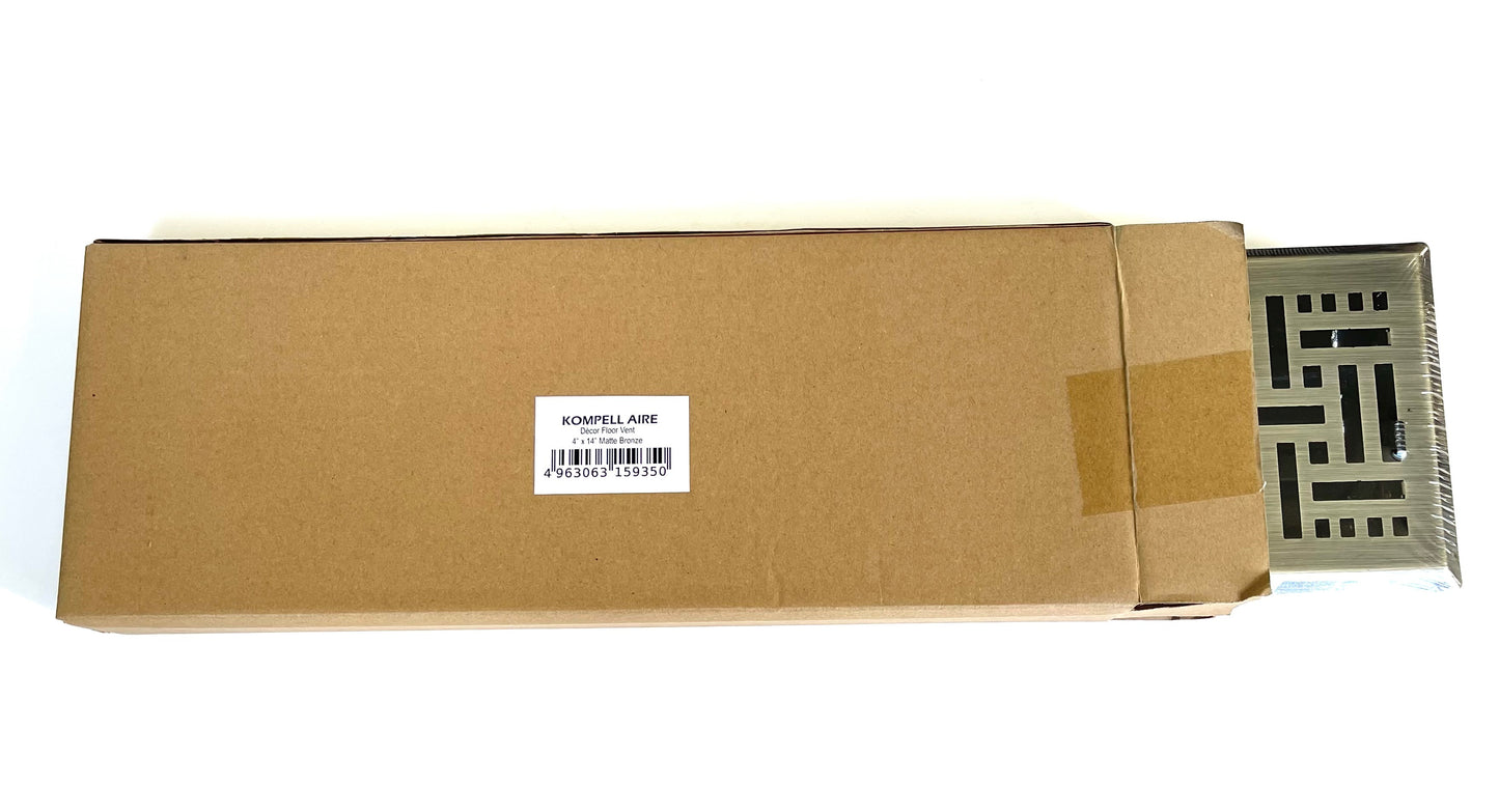 4inch Wide x14inch Long (Duct Opening Size) Decorative Floor Register Vent with Mesh Cover Trap (Overall Size 5.5 inch Wide x 15.5" Long) Matte Bronze