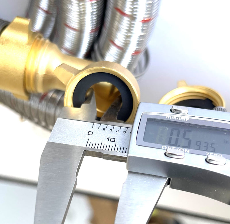 2-Pack Industrial Grade Premium Washer Hoses 1/2" fitting ID - No-Lead Burst Proof Red and Blue Lined Water Inlet Supply Lines - Universal Connection - 10 Year Warranty