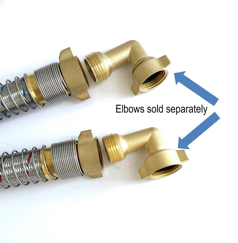 2-Pack Industrial Grade Premium Washer Hoses 1/2" fitting ID - No-Lead Burst Proof Red and Blue Lined Water Inlet Supply Lines - Universal Connection - 10 Year Warranty