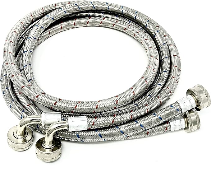2-Pack Commercial Grade Premium Stainless Steel Washing Machine Hoses 0.5" ID